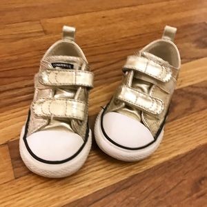 Gold Velcro Converses Size 6